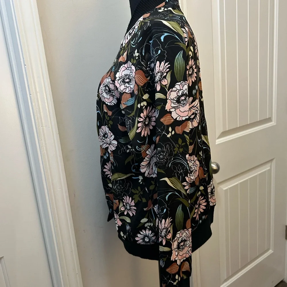 NorthStyle Black‎ Floral Women's Open Front Jacket